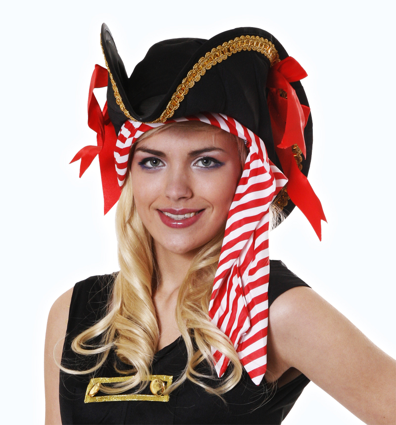 Deluxe Pirate Hat With Bandana Hidden Corner Fancy Dress
