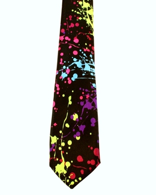 WW5993 Black tie with multi-coloured splashes-0