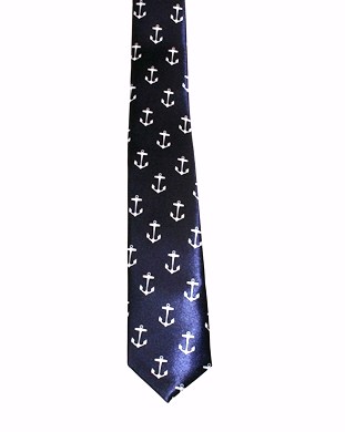 WW5904 Navy and white sailor print tie -261948